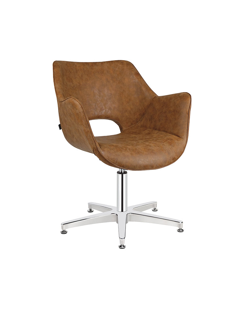 Chloe Tan - Sillón de espera marrón - Base estrella cromada